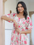 Cream Georgette Floral Printed Tiered Dress
